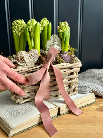 Pretty Flowering Hyacinth Rattan Trug