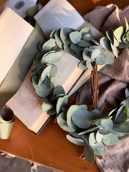 A close up of the eucalyptus used in the heart frame