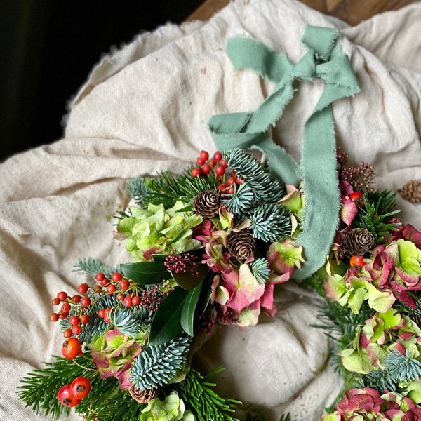 Christmas Hydrangea & Berry Wreath