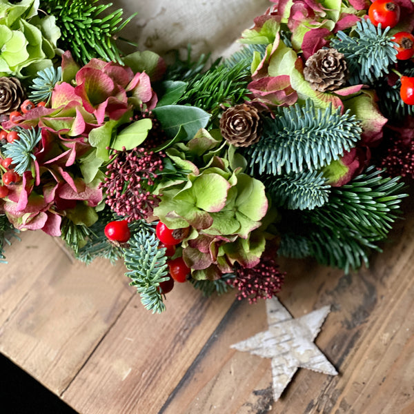 Christmas Hydrangea & Berry Wreath