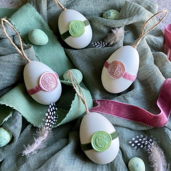 Hanging Goose Egg with Personalised Dusty Pink Wax Seal