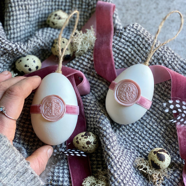 Hanging Goose Egg with Personalised Dusty Pink Wax Seal