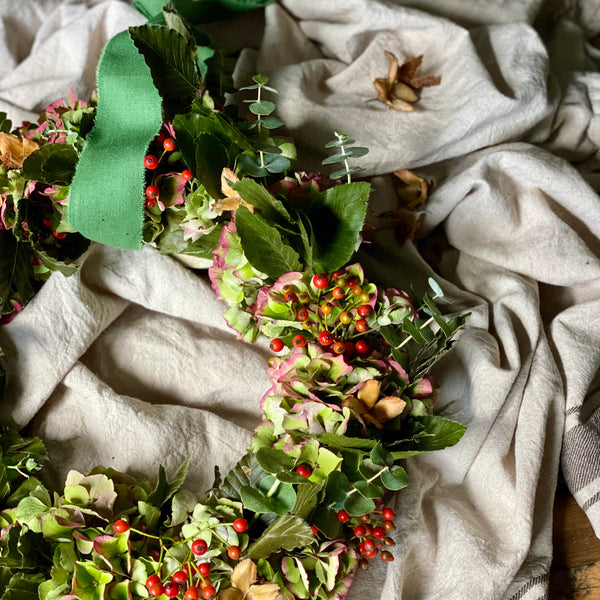 Fresh Autumn Hydrangea & Berry Wreath