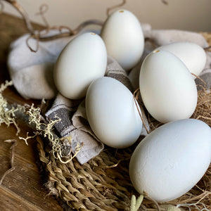 Six White Blown Goose Eggs